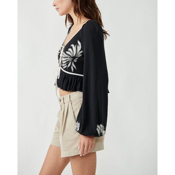 Free People Lookout Top Embroidered Blouse - NWT! - Picture 4 of 6